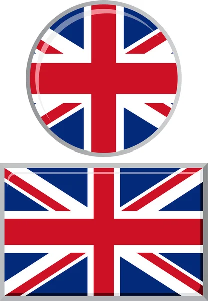 Britse ronde en vierkante pictogram vlag. Vectorillustratie. — Stockvector