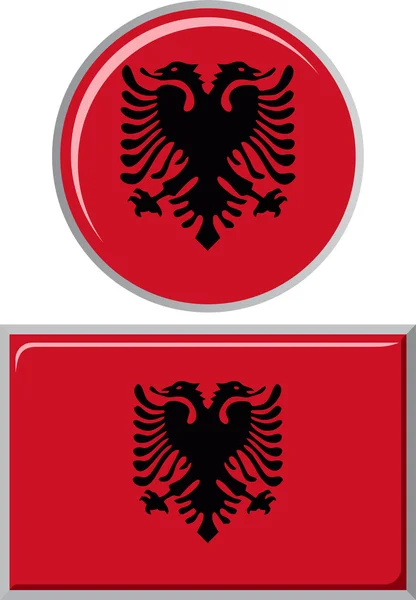 Bandera redonda y cuadrada de Albania. Ilustración vectorial . — Vector de stock