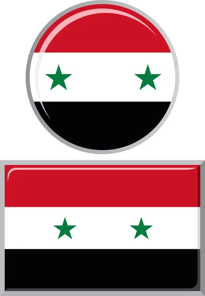 Syriska runda och fyrkantiga ikonen flagga. Vektor illustration. — Stock vektor