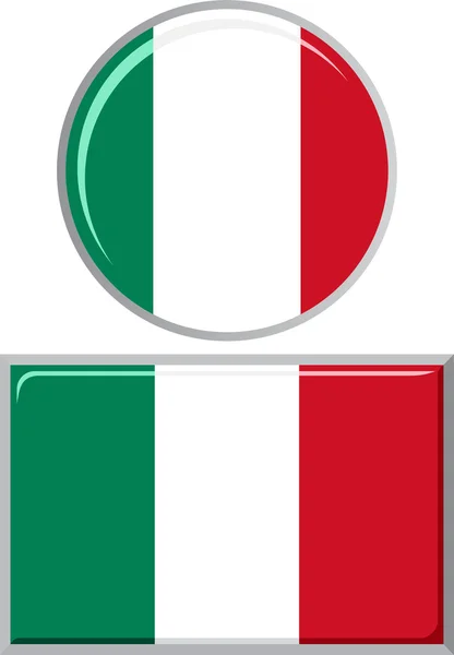 Bandera italiana redonda y cuadrada. Ilustración vectorial . — Vector de stock