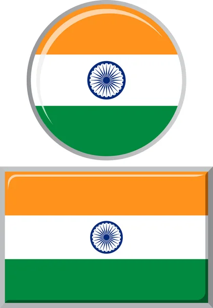 Indiai kerek és négyzetes icon zászlót. Vektoros illusztráció. — Stock Vector