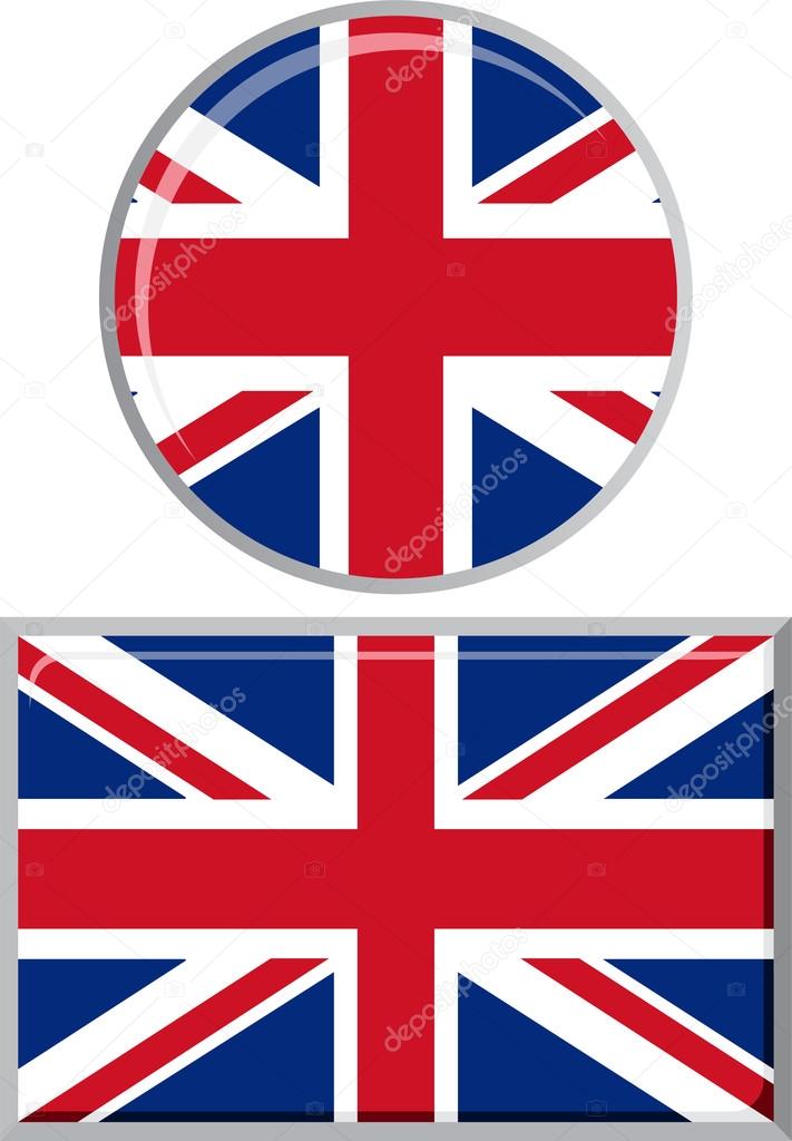 British round and square icon flag. Vector illustration.
