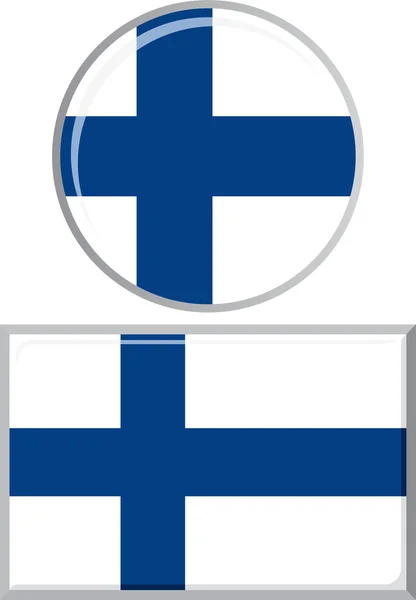 Финский круглый и квадратный иконный флаг. Векторная иллюстрация . — стоковый вектор