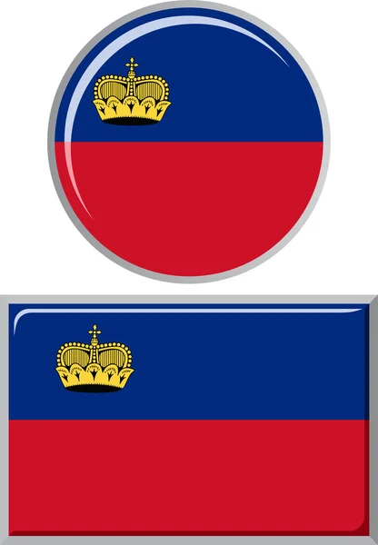 Vlag van Liechtenstein ronde en vierkante pictogram. Vectorillustratie. — Stockvector