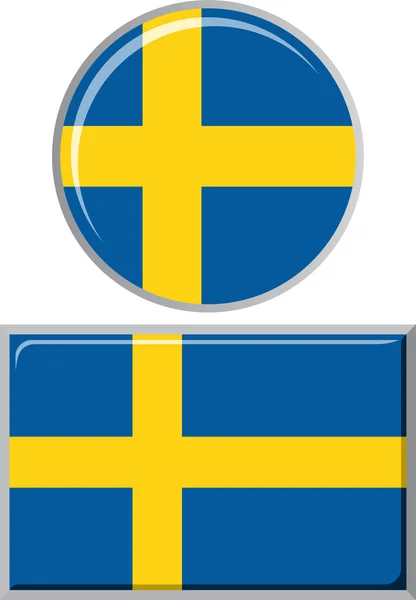 Swedish round and square icon flag. Vector illustration. — Stock Vector