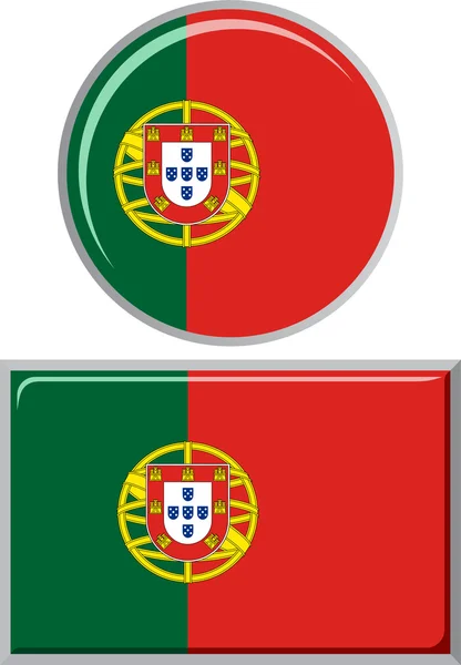 Bandeira de ícone redonda e quadrada portuguesa. Ilustração vetorial . — Vetor de Stock