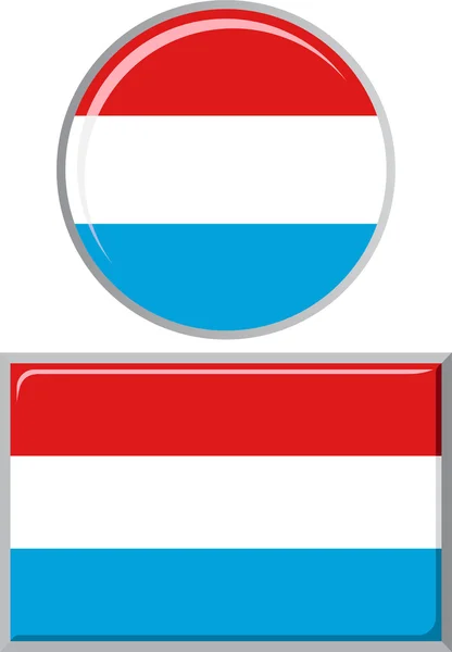 Λουξεμβούργο στρογγυλά και τετράγωνα εικονίδιο σημαίας. Vector εικονογράφηση. — Διανυσματικό Αρχείο