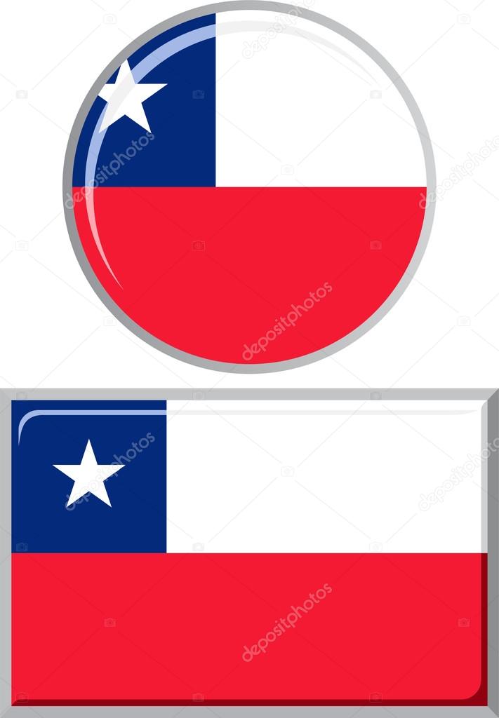 Chilean round and square icon flag. Vector illustration.