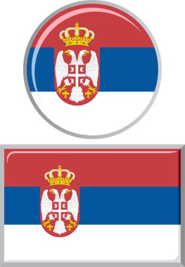 Serbian round and square icon flag. Vector illustration. clipart
