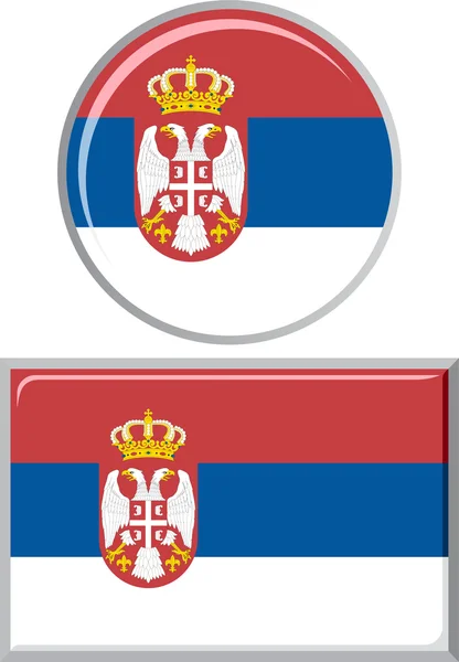 Bandeira de ícone redondo e quadrado sérvio. Ilustração vetorial . — Vetor de Stock