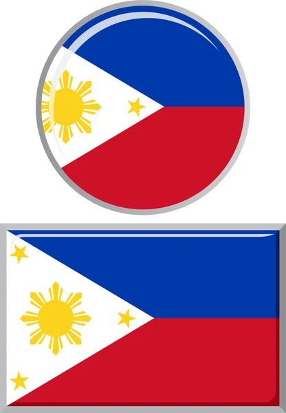 Filipiny okrągłe i kwadratowe ikona flagi. Ilustracja wektorowa. — Wektor stockowy