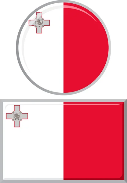 Bandeira de ícone redonda e quadrada maltesa. Ilustração vetorial . —  Vetores de Stock