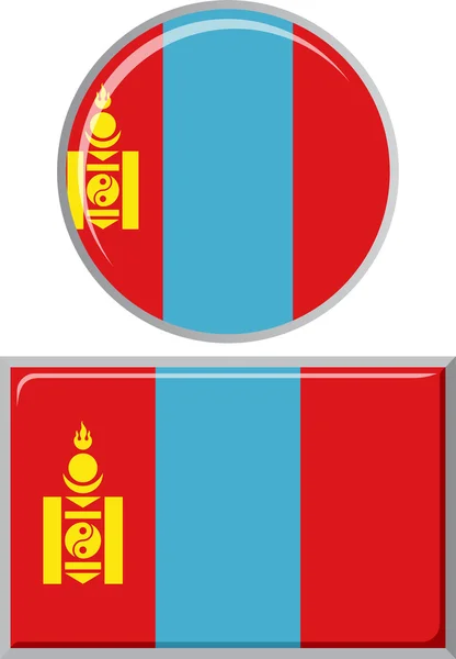 Mongoolse ronde en vierkante pictogram vlag. Vectorillustratie. — Stockvector