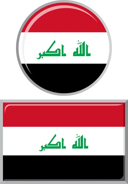 Bandera iraquí redonda y cuadrada. Ilustración vectorial . — Archivo Imágenes Vectoriales