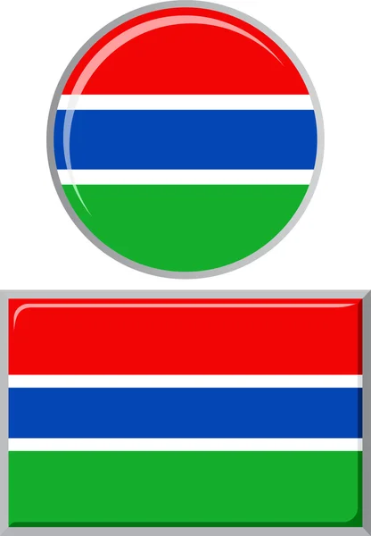 Gambiaanse ronde en vierkante pictogram vlag. Vectorillustratie. — Stockvector