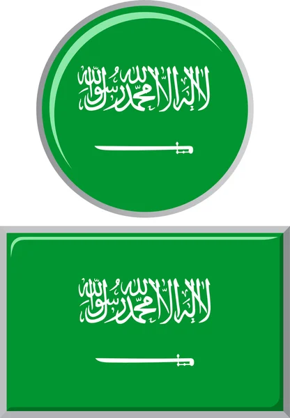 Saudi arabische runde und quadratische Symbolfahne. Vektorillustration. — Stockvektor