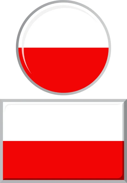 Poolse ronde en vierkante pictogram vlag. Vectorillustratie. — Stockvector