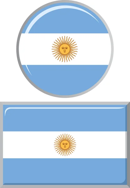 Bandera redonda y cuadrada argentina. Ilustración vectorial . — Archivo Imágenes Vectoriales