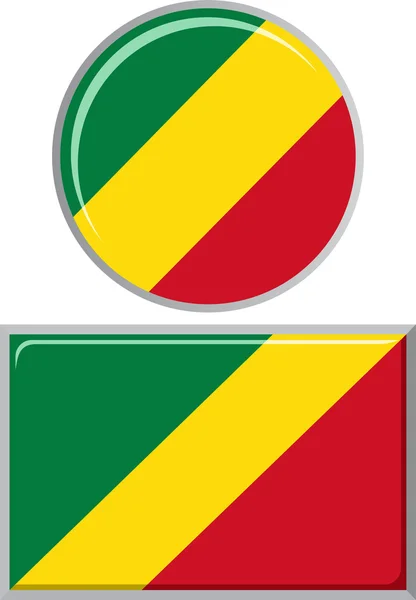 Флаг Республики Конго круглый и квадратный. Векторная иллюстрация . — стоковый вектор