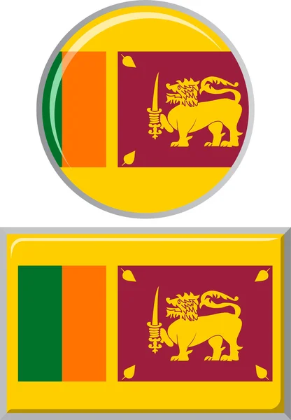 Sri Lanka runda och fyrkantiga ikonen flagga. Vektor illustration. — Stock vektor
