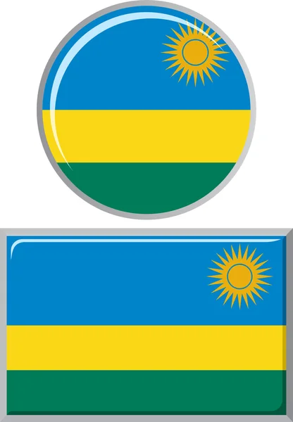 Rwanda ronde en vierkante pictogram vlag. Vectorillustratie. — Stockvector