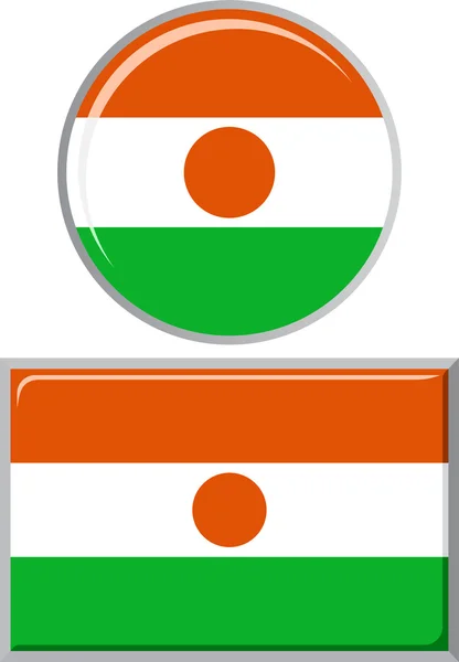 Niger round and square icon flag. Vector illustration. — Stock Vector