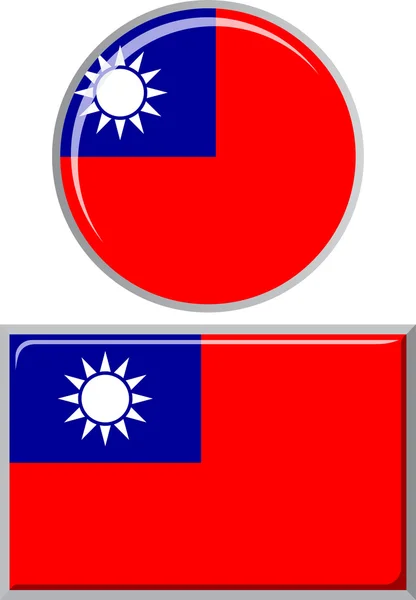 Ταϊβάν στρογγυλά και τετράγωνα εικονίδιο σημαίας. Vector εικονογράφηση. — Διανυσματικό Αρχείο