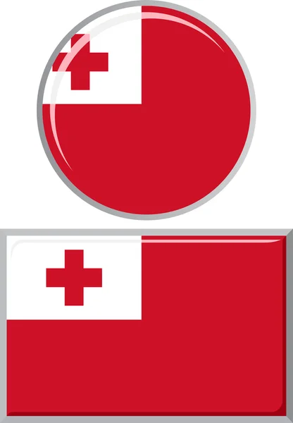 Tonga runde und quadratische Symbolfahne. Vektorillustration. — Stockvektor