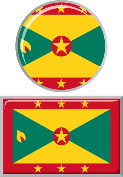 Grenada ronde en vierkante pictogram vlag. Vectorillustratie. — Stockvector