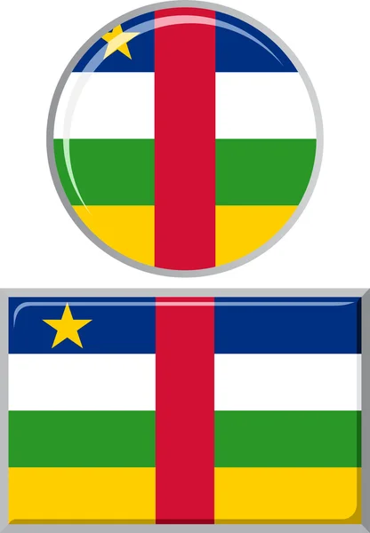 Bandera redonda y cuadrada de República Centroafricana. Ilustración vectorial . — Archivo Imágenes Vectoriales