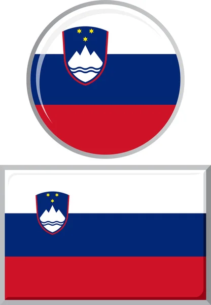 Słoweński okrągłe i kwadratowe ikona flagi. Ilustracja wektorowa. — Wektor stockowy