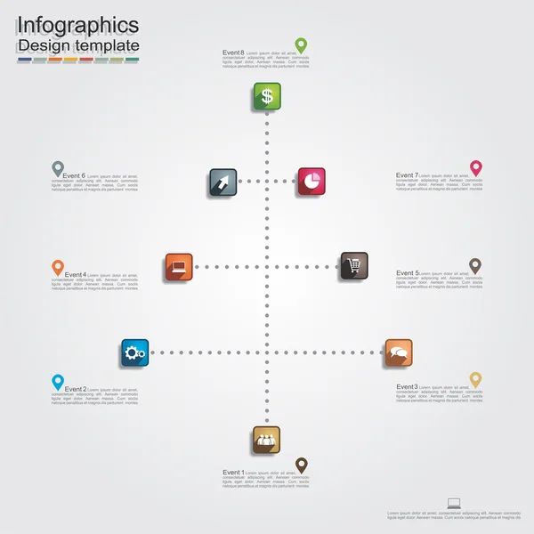 Modelo de relatório infográfico com linhas e ícones. Vetor — Vetor de Stock