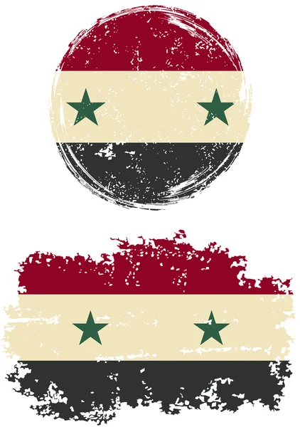 Сирийские круглые и квадратные гранж-флаги. Векторная иллюстрация . — стоковый вектор