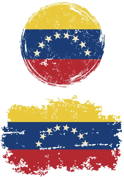Drapeaux grunge ronds et carrés vénézuéliens. Illustration vectorielle . — Image vectorielle