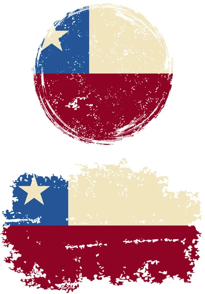 Chilean round and square grunge flags. Vector illustration. — Stok Vektör