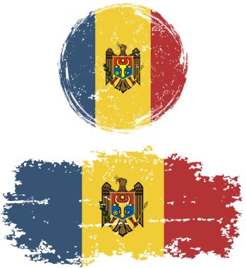Moldovan round and square grunge flags. Vector illustration. clipart