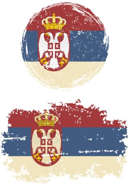 Serbian round and square grunge flags. Vector illustration. clipart