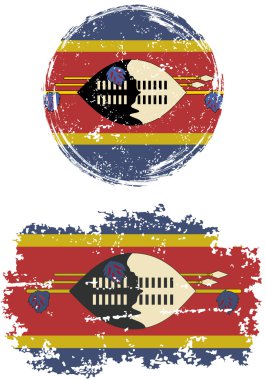 Swaziland round and square grunge flags. Vector illustration.