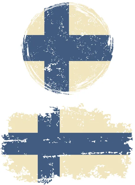 Finnish round and square grunge flags. Vector illustration. — Stock vektor