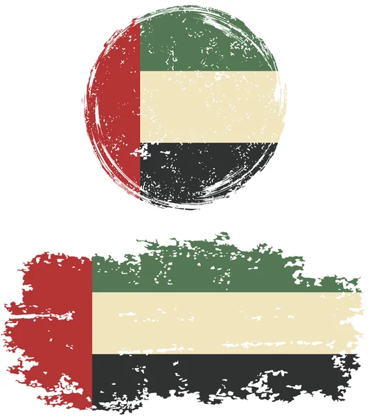 Emiratos Árabes Unidos banderas grunge redondas y cuadradas. Ilustración vectorial . — Vector de stock