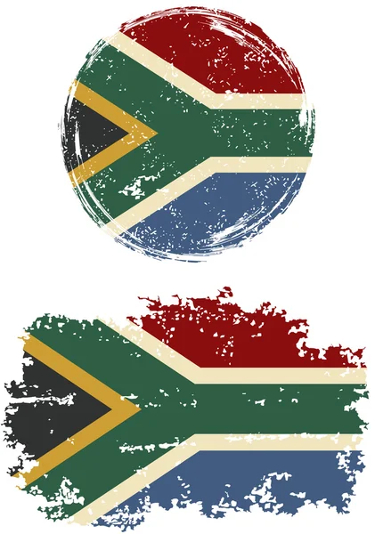 South African round and square grunge flags. Vector illustration. — ストックベクタ