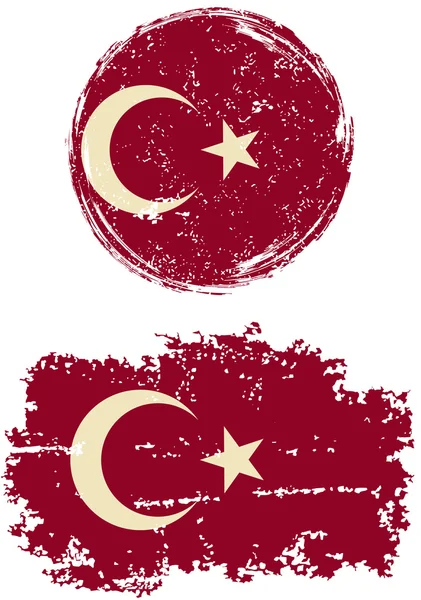 Turkish round and square grunge flags. Vector illustration. — Stock Vector