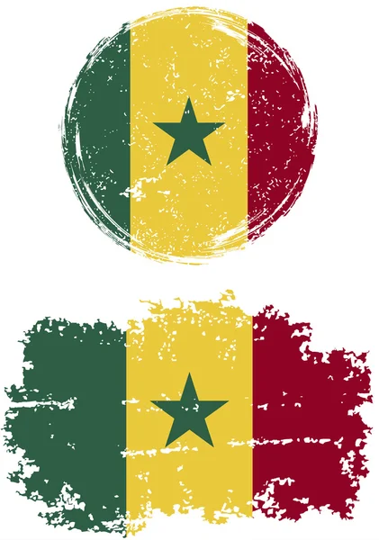 Senegalese round and square grunge flags. Vector illustration. — 图库矢量图片