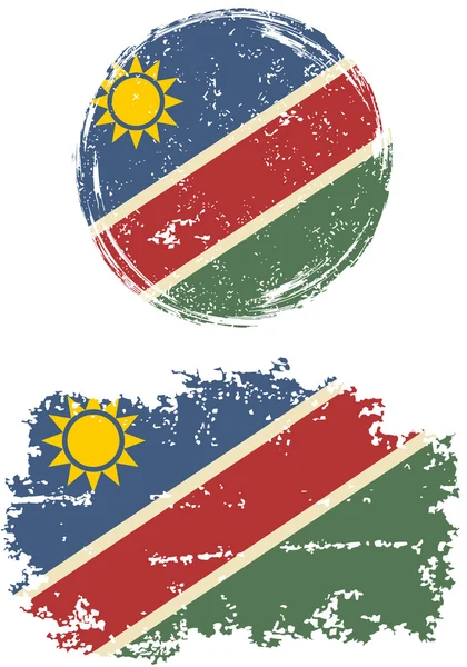 Banderas grunge redondas y cuadradas de Namibia. Ilustración vectorial . — Archivo Imágenes Vectoriales