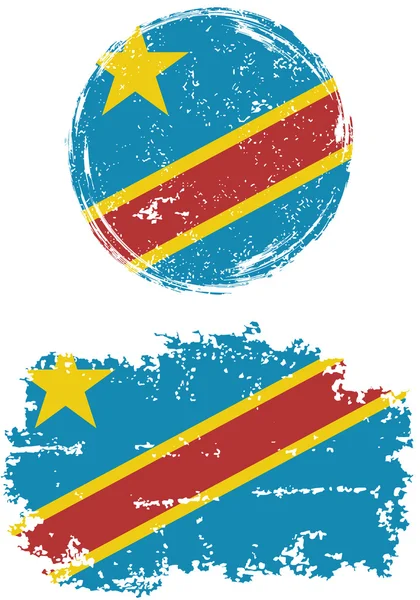 Congolese round and square grunge flags. Vector illustration. — Wektor stockowy