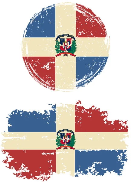 Dominican Republic round and square grunge flags. Vector illustration. — Stock Vector