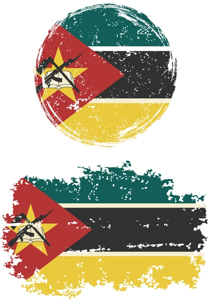 Mozambique round and square grunge flags. Vector illustration. — Διανυσματικό Αρχείο