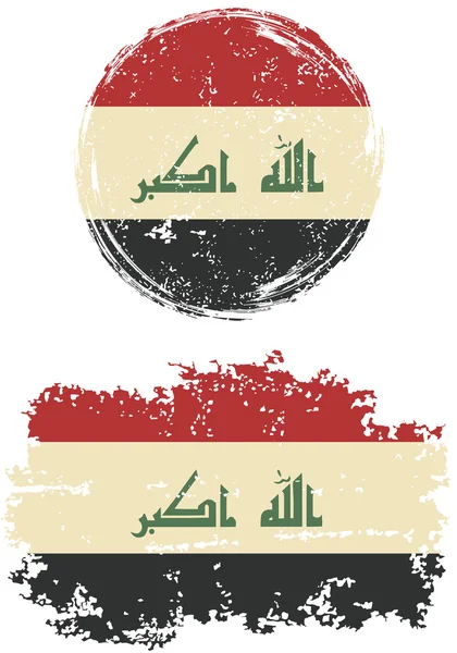 Iraqi round and square grunge flags. Vector illustration. — ストックベクタ