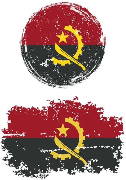 Angolan round and square grunge flags. Vector illustration. — Stockový vektor