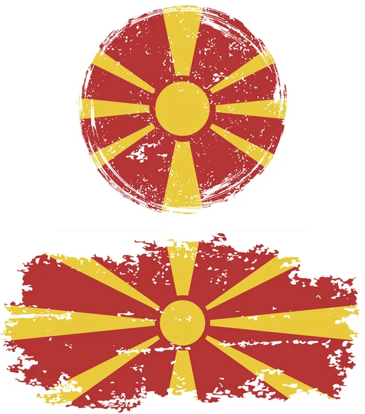 Macedonian round and square grunge flags. Vector illustration. — Stock Vector